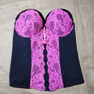 La Senza Pink & Black Corset With Sheer Back Size S/P